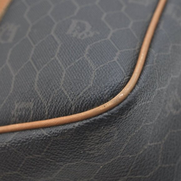 Auth Christian Dior Honeycomb Hand Tote Bag PVC Leather Black Brown - Picture 6 of 12